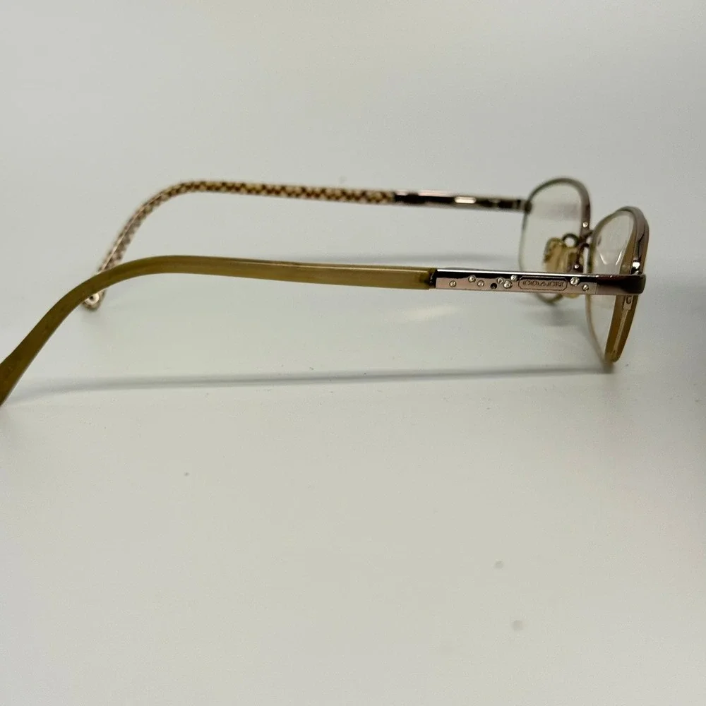 Coach Faye 118 Taupe Oval Eyeglasses Frames Crystal Logo Monogram 135